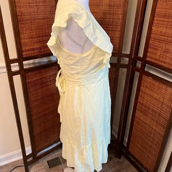 Lulu’s Dreaming of You Yellow Dress Ruffled Size Medium Flutter Sleeves - Picture 4 of 9